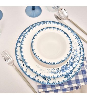 Bella Maison Bleu Blanc Porselen 24 Parça 6 Kişilik Yemek Takımı Mavi