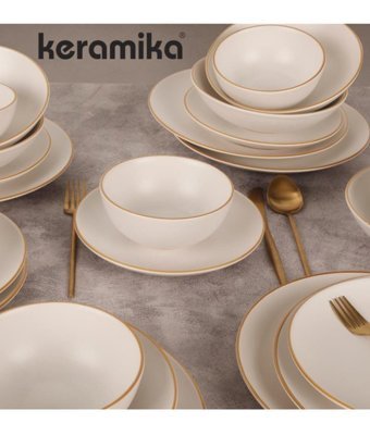Keramika 24 Parca Mat Beyaz 022 Yemek Takımı
