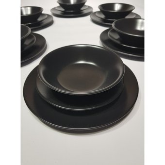 Keramika Mat Siyah 6 Kişilik Yemek Takımı 18 Parca