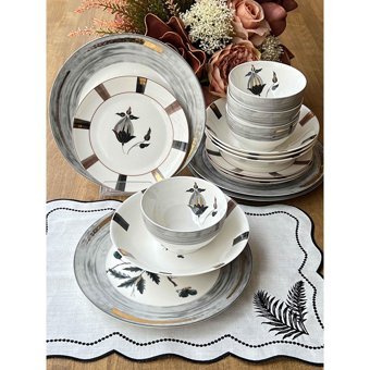 Rossev Yemek Takımı Rusty Black 16 Parça 4 Kişilik