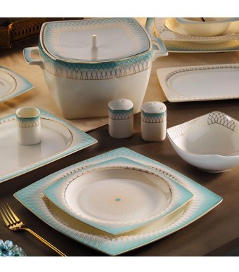 Aryıldız Bone Square Porselen 60 Parça 12 Kişilik Elegance Yemek Takımı 31040