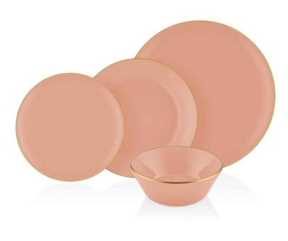 The Mia Basic 24 Parça Yemek Takımı Somon Pembe 6 Kişilik