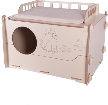 Pati Homes Dikdörtgen Tek Katlı İç Mekan Ahşap Kedi Evi Ahşap