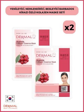 Dermal Barbados Kirazı Özlü Kolajen Nemlendirici Kağıt Yüz Maskesi 2x23 gr