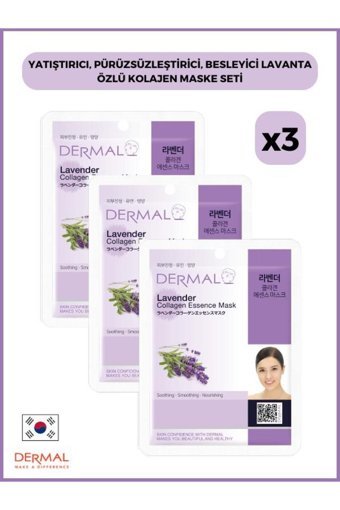 Dermal Lavanta Özlü Kolajen Kağıt Yüz Maskesi 3x23 gr