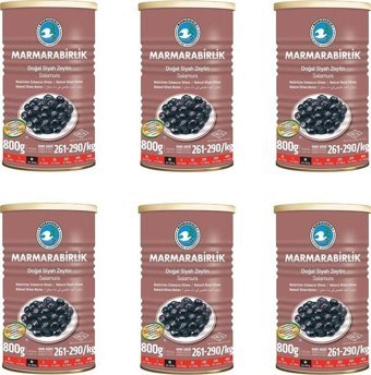 Marmarabirlik Doğal Salamura Siyah Zeytin Teneke 6x800 gr