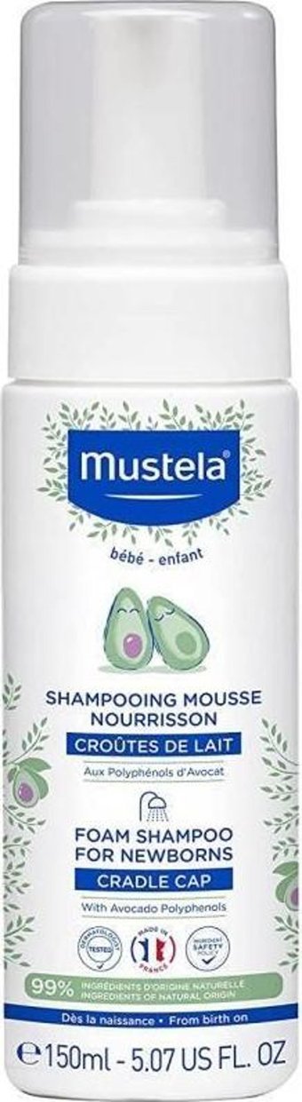 Mustela Göz Yakmayan Hipoalerjenik Yenidoğan Hassas Ciltler İçin Sprey-Köpük Bebek Şampuanı 150 ml