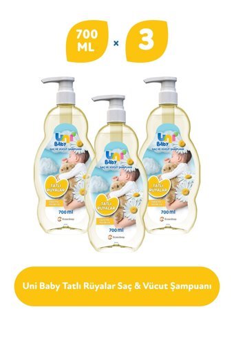 Uni Baby Göz Yakmayan Hipoalerjenik Tüm Ciltler İçin Bebek Şampuanı 3x700 ml