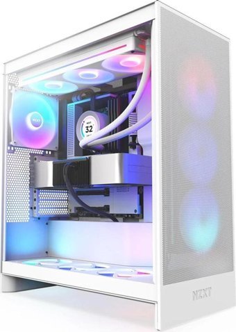 Nzxt H7 Flow (2024) Cm-H72Fw-R1 RGB Mesh Beyaz Dikey Mid Tower Standart Bilgisayar Kasası