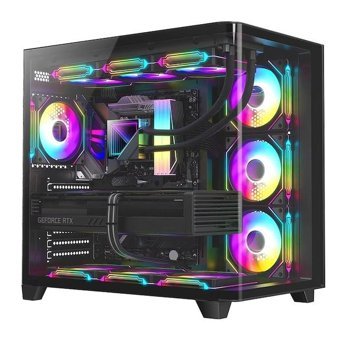 Dragos Ocean Curved Pro RGB Mesh 5 Fanlı Siyah Dikey Mid Tower Oyuncu Bilgisayar Kasası