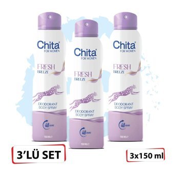 Chita Fresh Breeze Pudrasız Ter Önleyici Sprey Kadın Deodorant 3x150 ml