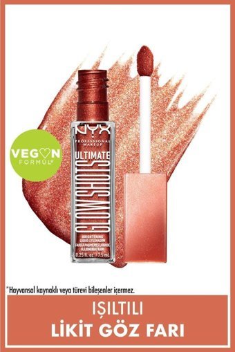 Nyx Professional Makeup 11 Clementine Fine Likit Işıltılı Tekli Far Çok Renkli