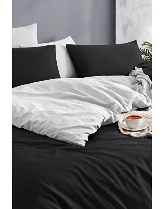 Tabu Home Çift Taraflı Polycotton 160x220 cm Lastikli Çarşaflı Düz Tek Kişilik Nevresim Takımı Siyah
