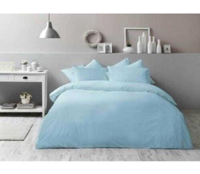 Sedali Home Pamuk-Polyester 230x160 cm Lastikli Çarşaflı Düz Tek Kişilik Nevresim Takımı Mavi