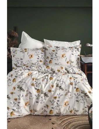 İssimo Home Septembre 210 Tc Pamuk Saten 160x220 cm Çarşaflı Çiçekli Tek Kişilik Nevresim Takımı Çok Renkli
