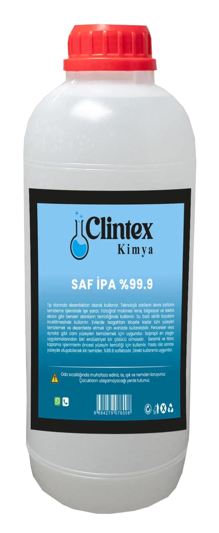 Clintex Kimya %99.9 Saf Ipa Izopropil Yüzey Temizleyici 1 lt