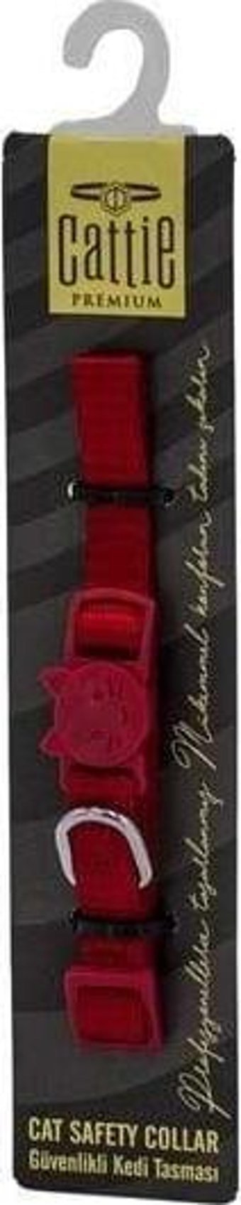 Cattie Premium 15-25 cm Güvenlikli Kırmızı Gezdirme Boyun Kedi Tasması