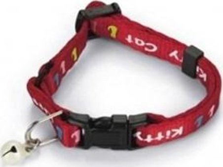 Beeztees 23 cm Zilli Güvenlikli Kırmızı Gezdirme Boyun Kedi Tasması