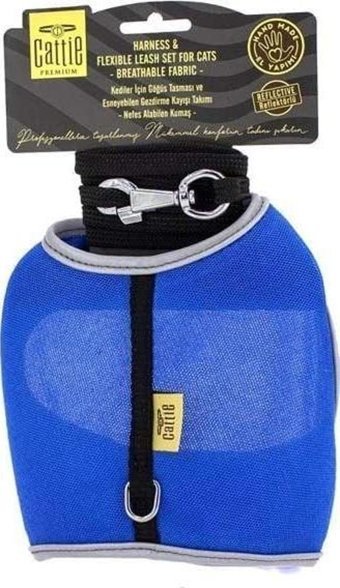 Cattie Premium 15-35 cm Mavi Gezdirme Göğüs Kedi Tasması