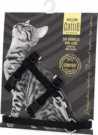 Cattie Premium 25-40 cm Siyah Gezdirme Göğüs Kedi Tasması