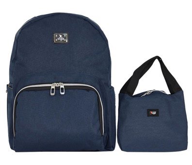 Stylo Duo Backpack Su Geçirmez Fermuarlı Keten Bebek Sırt Çantası Lacivert