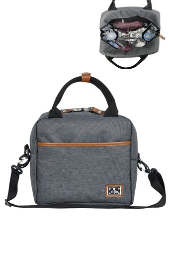 Stylo Food Bag Su Geçirmez Fermuarlı Kumaş Bebek Omuz Çantası Gri