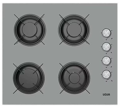 Uğur 6040W0 GCY 2R1 Doğalgazlı Cam 4 Gözlü Wok Gözü Gri Set Üstü Ocak