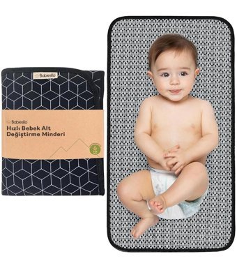 BabiesKo Black Geo Yıkanabilir 35x65 cm Alt Açma Minderi