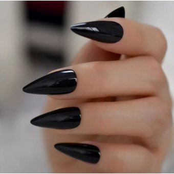 Mona Lady Stiletto Yarı Mat Kendinden Yapışkanlı Siyah 12'li El Takma Tırnak