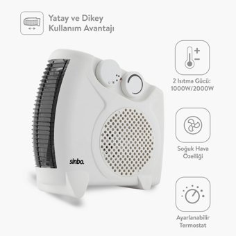 Sinbo Sfh-6940 2000 W Duvar Tipi Fanlı Isıtıcı Beyaz