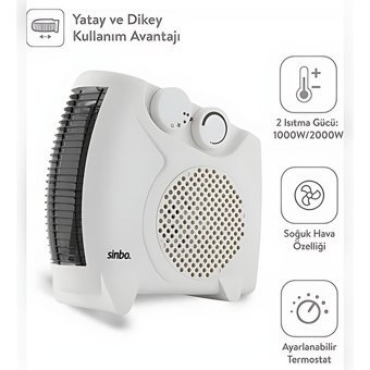 Sinbo Sfh-6940 2000 W Duvar Tipi Fanlı Isıtıcı Beyaz