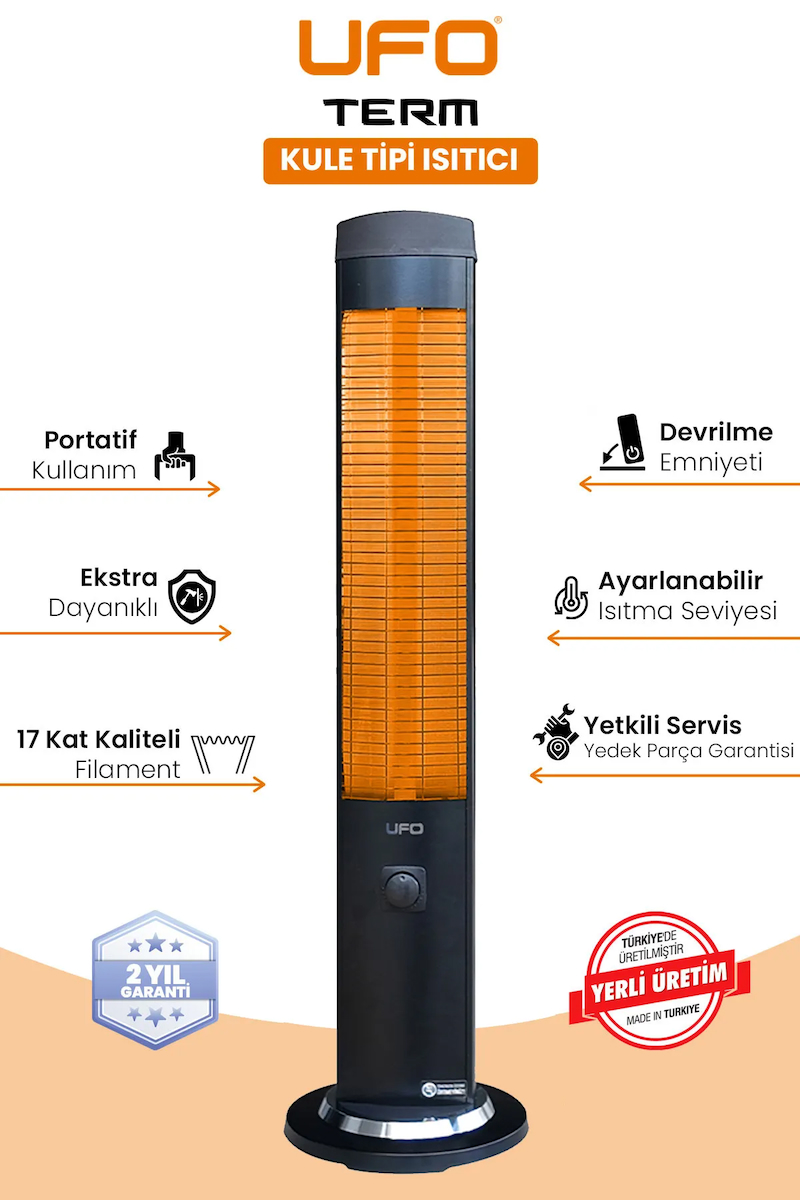 Ufo Term 2300 W Kule Tipi Infrared Isıtıcı Siyah