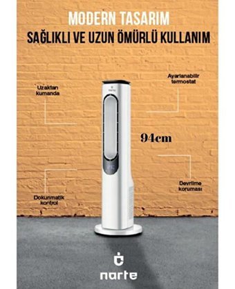 Narte Nt-Hcf200 2000 W Kule Tipi Fanlı Isıtıcı Beyaz