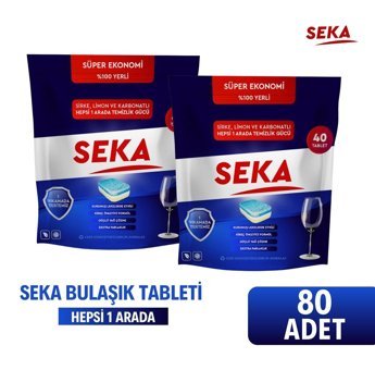 Seka Hepsi Bir Arada Limon Tablet Bulaşık Makinesi Deterjanı 2x40 Adet
