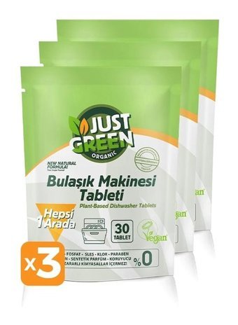 Just Green Organic Tablet Bulaşık Makinesi Deterjanı 3x30 Adet