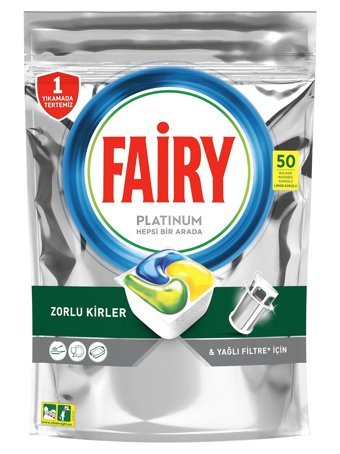 Fairy Platinum Yağlı Filtre İçin Limon Tablet Bulaşık Makinesi Deterjanı 50 Adet