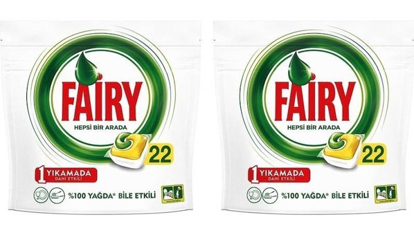 Fairy Hepsi Bir Arada Limon Tablet Bulaşık Makinesi Deterjanı 2x22 Adet