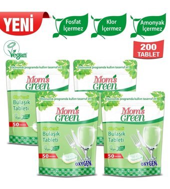 Mom's Green Oksijenli Tablet Bulaşık Makinesi Deterjanı 4x50 Adet