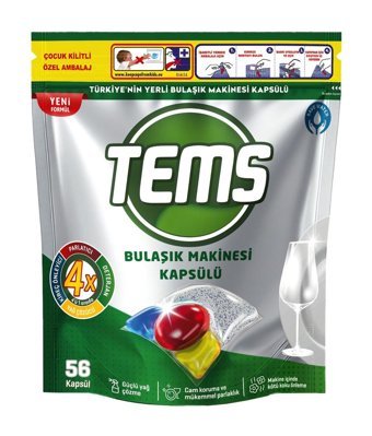 Tems 4 Etkili Kapsül Bulaşık Makinesi Deterjanı 56 Adet