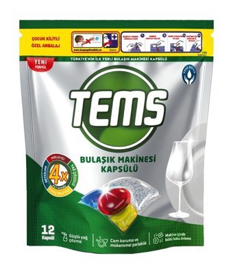 Tems 4 Etkili Kapsül Bulaşık Makinesi Deterjanı 12 Adet