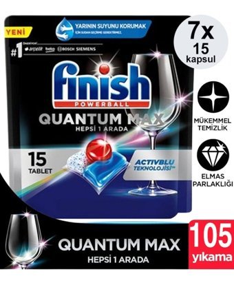 Finish Powerball Quantum Max Tablet Bulaşık Makinesi Deterjanı 7x15 Adet