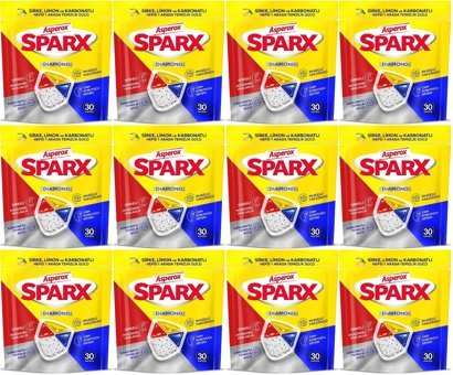 Asperox Sparx Diamond Karbonat-Limon-Sirke Kapsül Bulaşık Makinesi Deterjanı 12x30 Adet