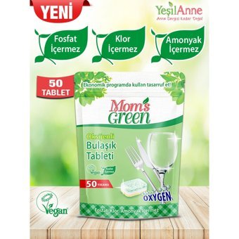 Mom's Green Oksijenli Tablet Bulaşık Makinesi Deterjanı 50 Adet