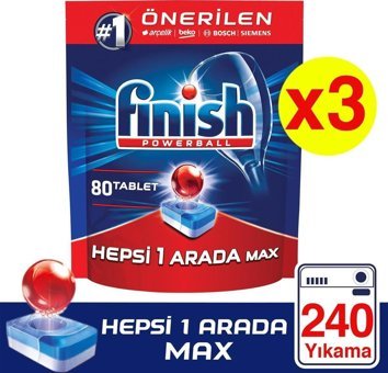 Finish Hepsi Bir Arada Tablet Bulaşık Makinesi Deterjanı 3x80 Adet