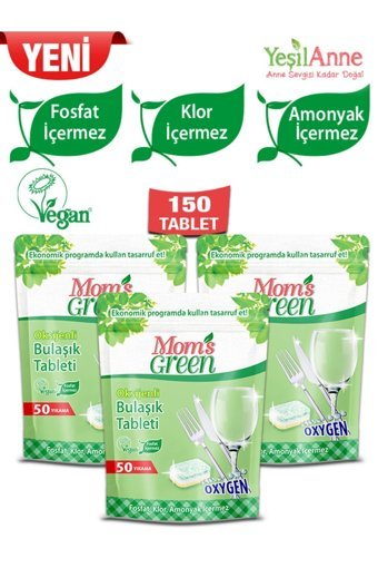 Mom's Green Oksijenli Tablet Bulaşık Makinesi Deterjanı 3x50 Adet