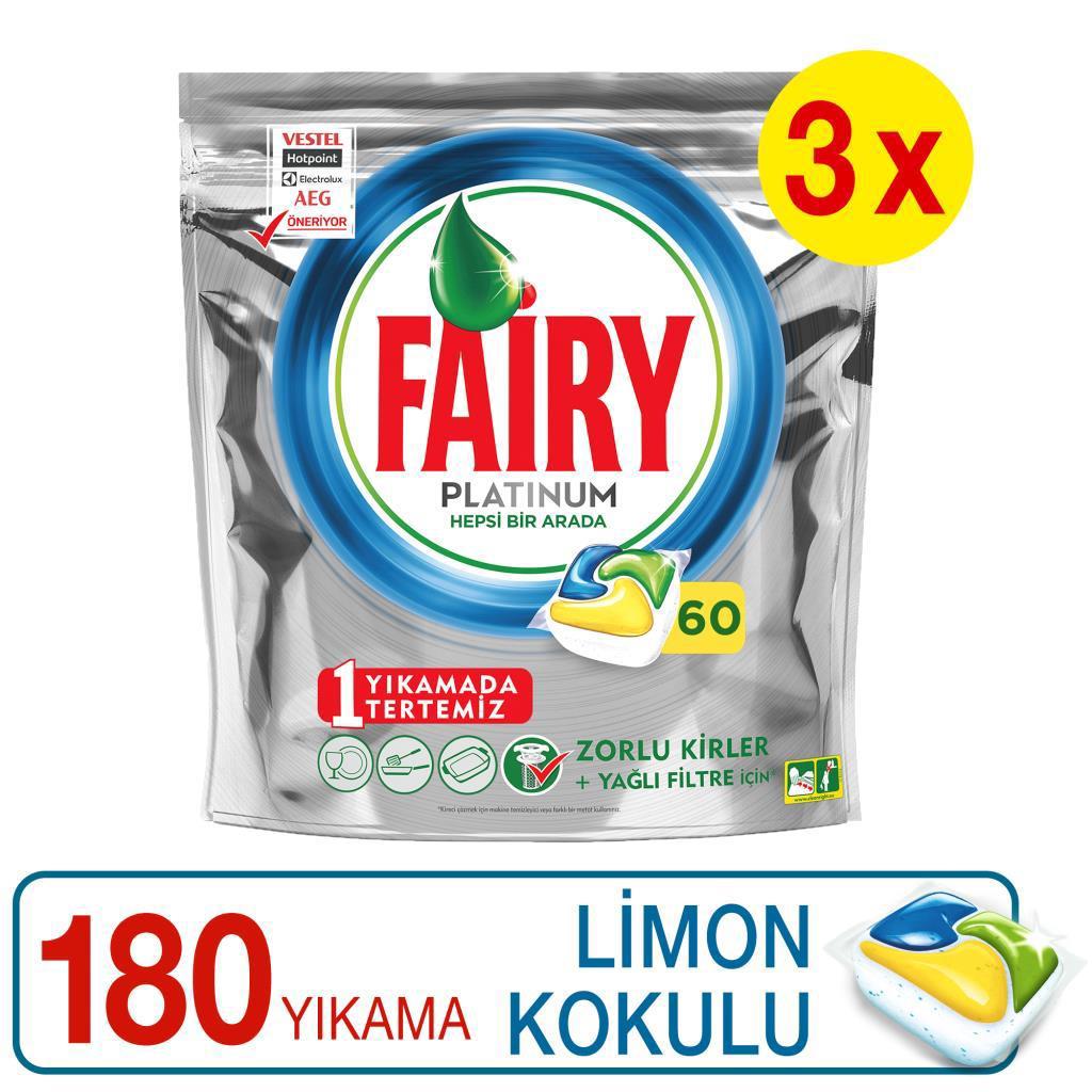 Fairy Platinum Limon Tablet Bulaşık Makinesi Deterjanı 3x60 Adet