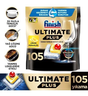 Finish Ultimate Plus Hepsi Bir Arada Limon Tablet Bulaşık Makinesi Deterjanı 105 Adet