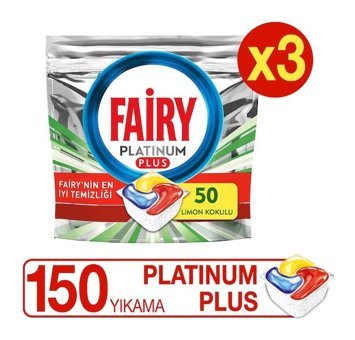 Fairy Platinum Plus Limon Tablet Bulaşık Makinesi Deterjanı 3x50 Adet