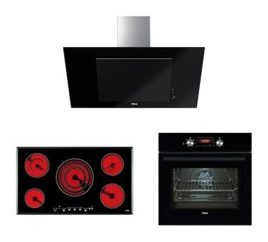 Teka 625BK-TR 951-DVT98660 Dijital Doğalgazlı Cam Klasik Set Üstü Davlumbaz 3'lü Ankastre Set Siyah
