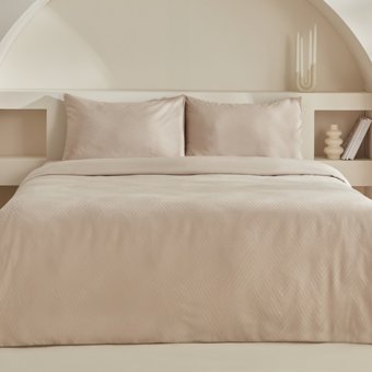 Karaca Home Sion Jakarlı Saten 4 Mevsim 200x220 cm Çarşaflı Desenli Çift Kişilik Nevresim Takımı Bej